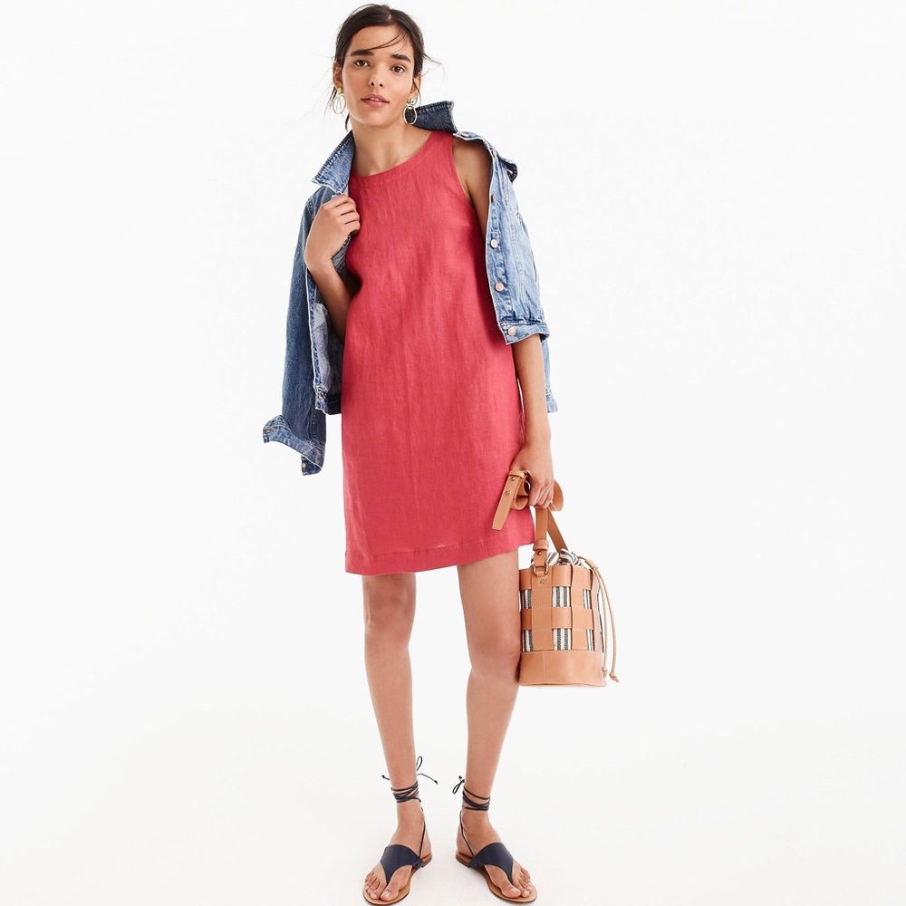 J. Crew linen button back shift dress